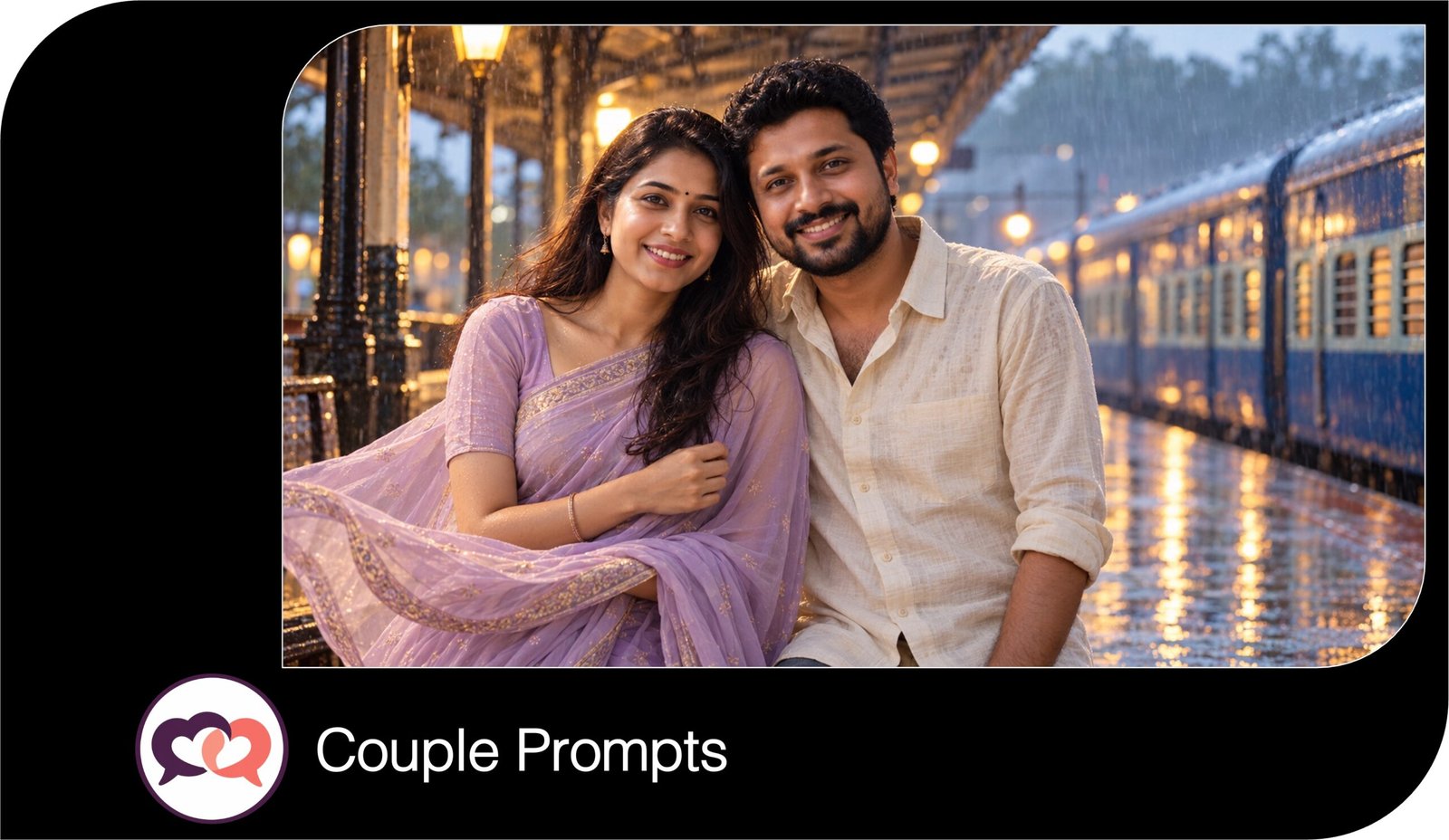 90s Chiffon Saree Poster: 5 Realistic AI Photo Editing Prompts for Indian Couples